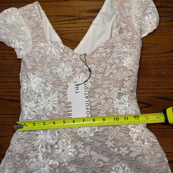 Dress The Population Marissa Fit & Flare Lace Mini Dress Bridal Cocktail Size XS - Picture 14 of 15